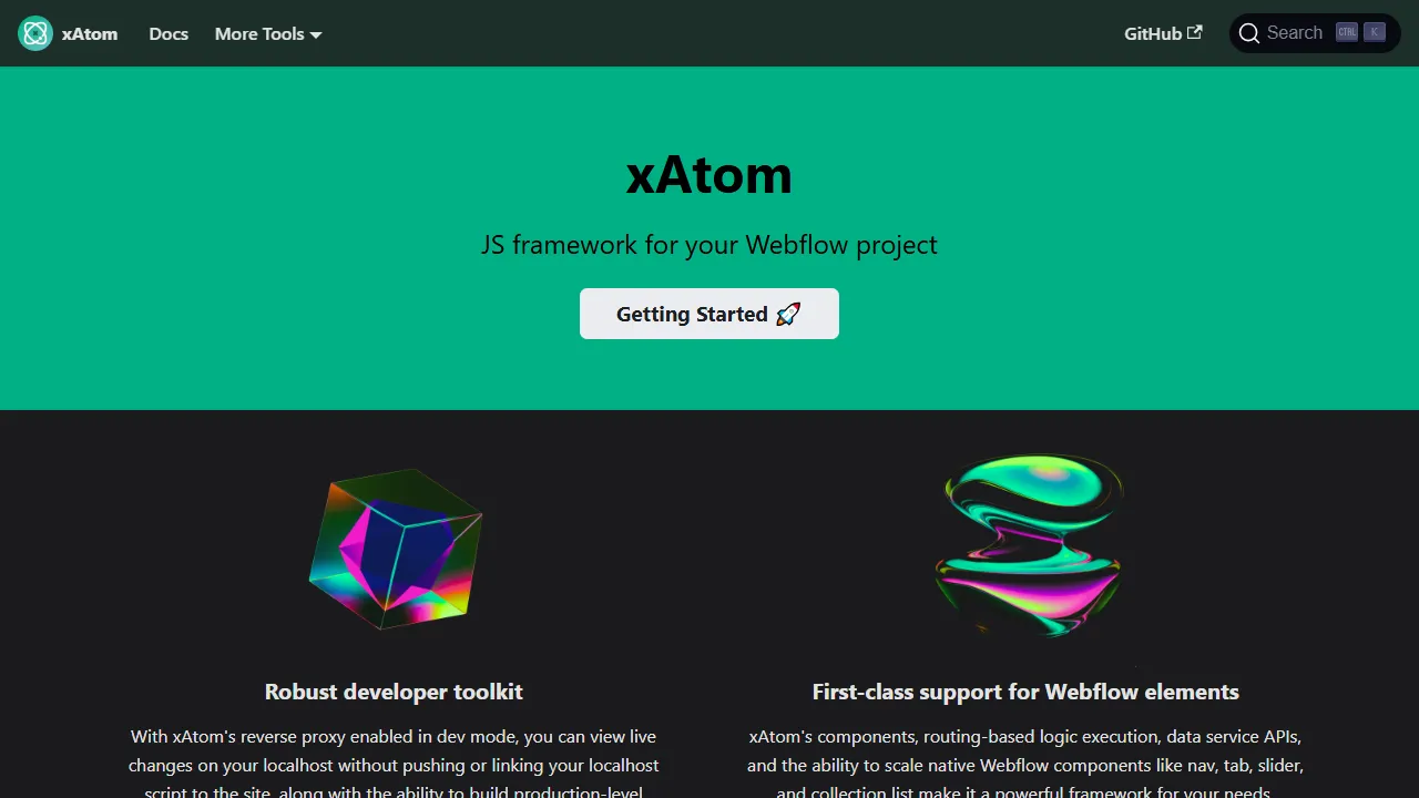 xatom.js.org - Webflow Extensions and Custom Code screenshot