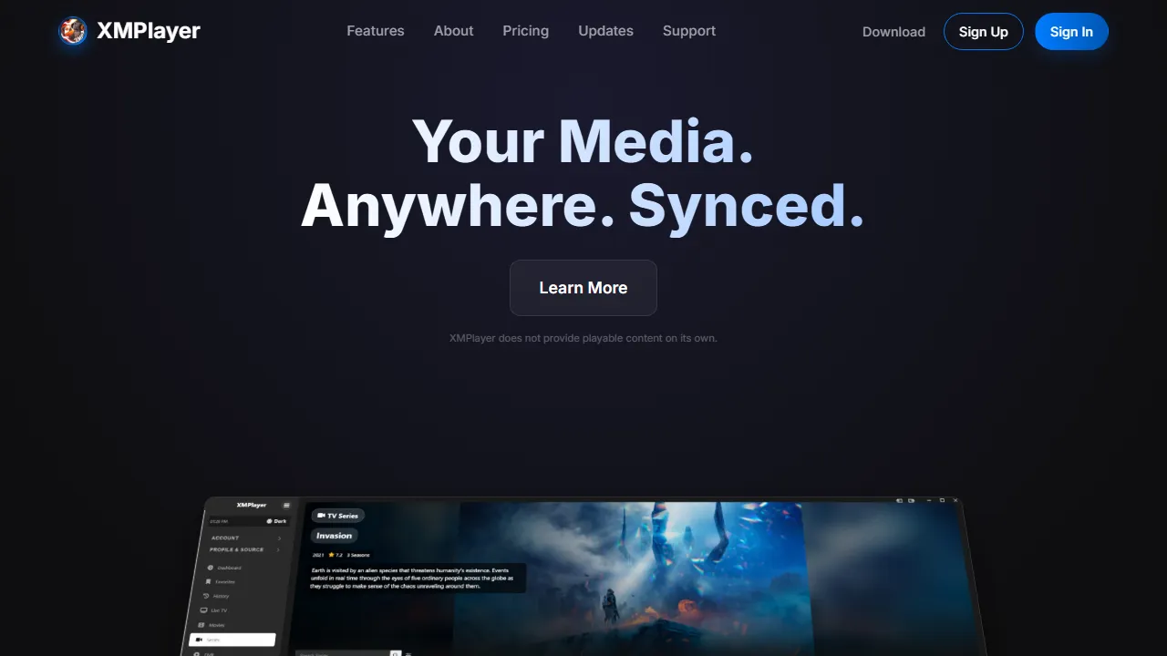 xmplayer.app - Modern IPTV Player for Windows OS screenshot