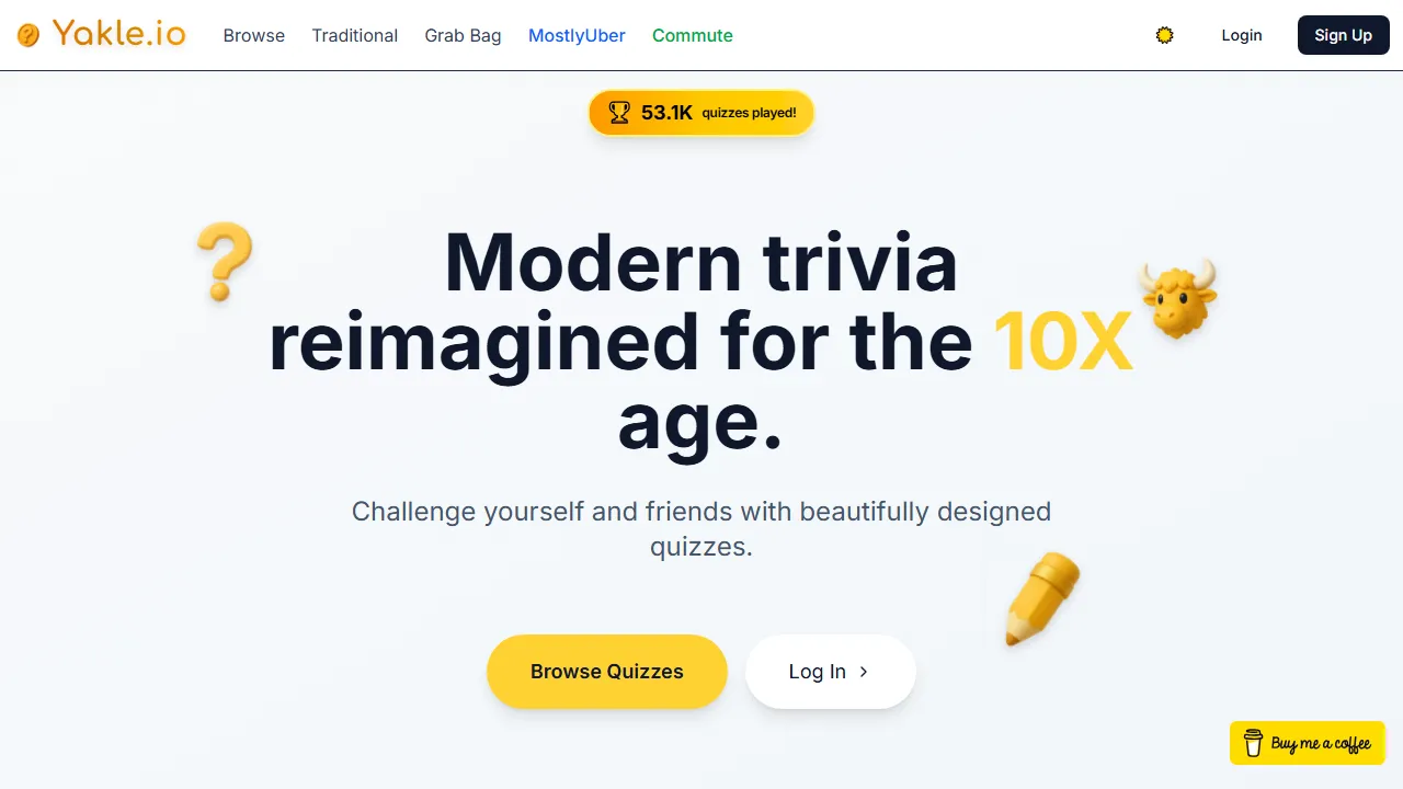 yakle.vercel.app - Modern Trivia Game with Classic Questions screenshot