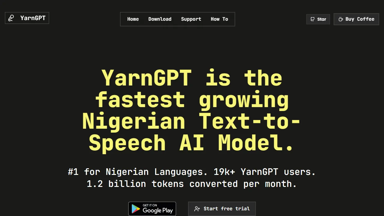 yarngpt.co - Free AI Text to Speech Voice Generator screenshot