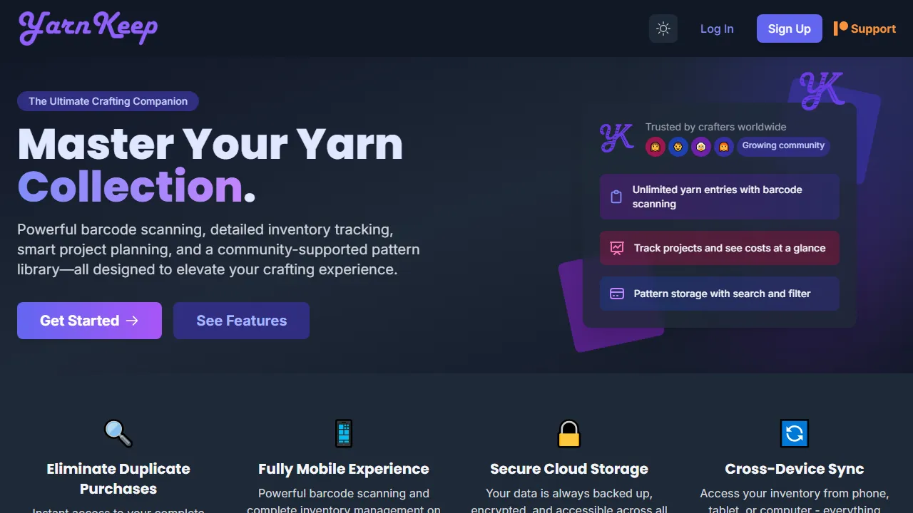 yarnkeep.com - Yarn Stash Tracker for Fiber Artists screenshot