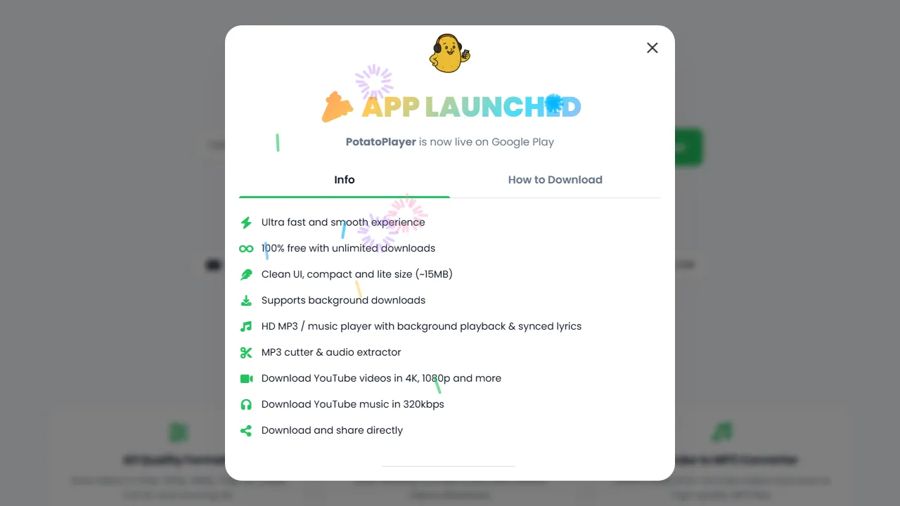 yespotato.com - Free YouTube Video Downloader Online Tool screenshot