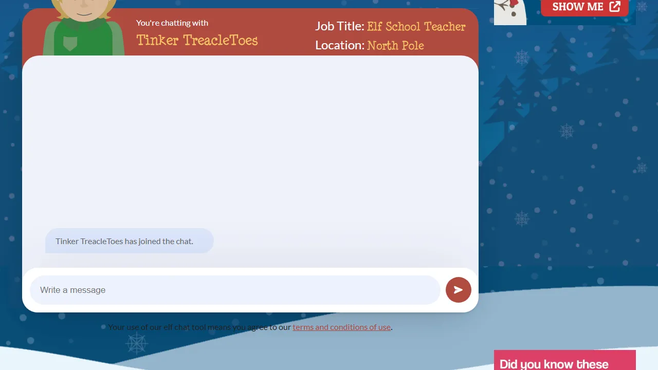 yourelfname.com - Free Chatbot Service Connecting Children and Elves screenshot