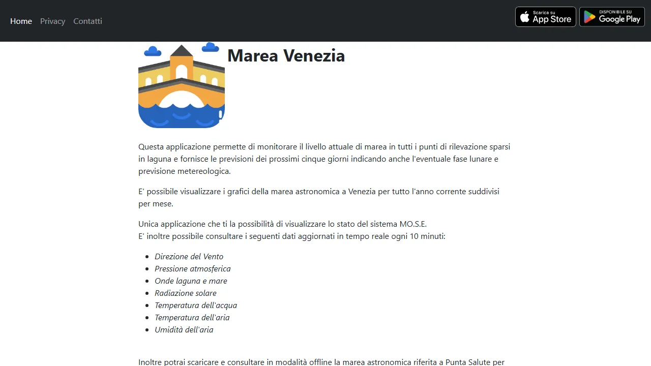 zamengo.it - Tide Level Monitoring and Forecast screenshot