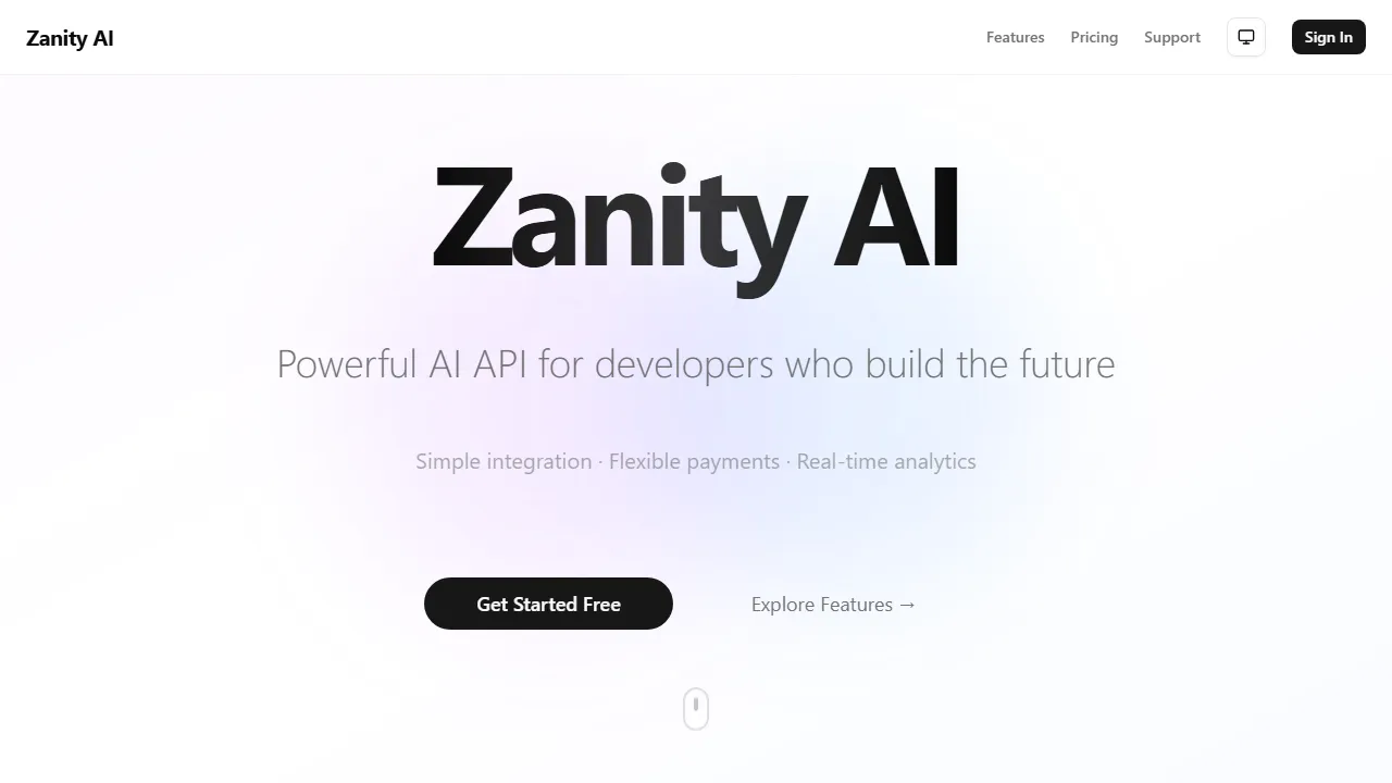 zanity.xyz - OpenAI API Access for Your Applications screenshot