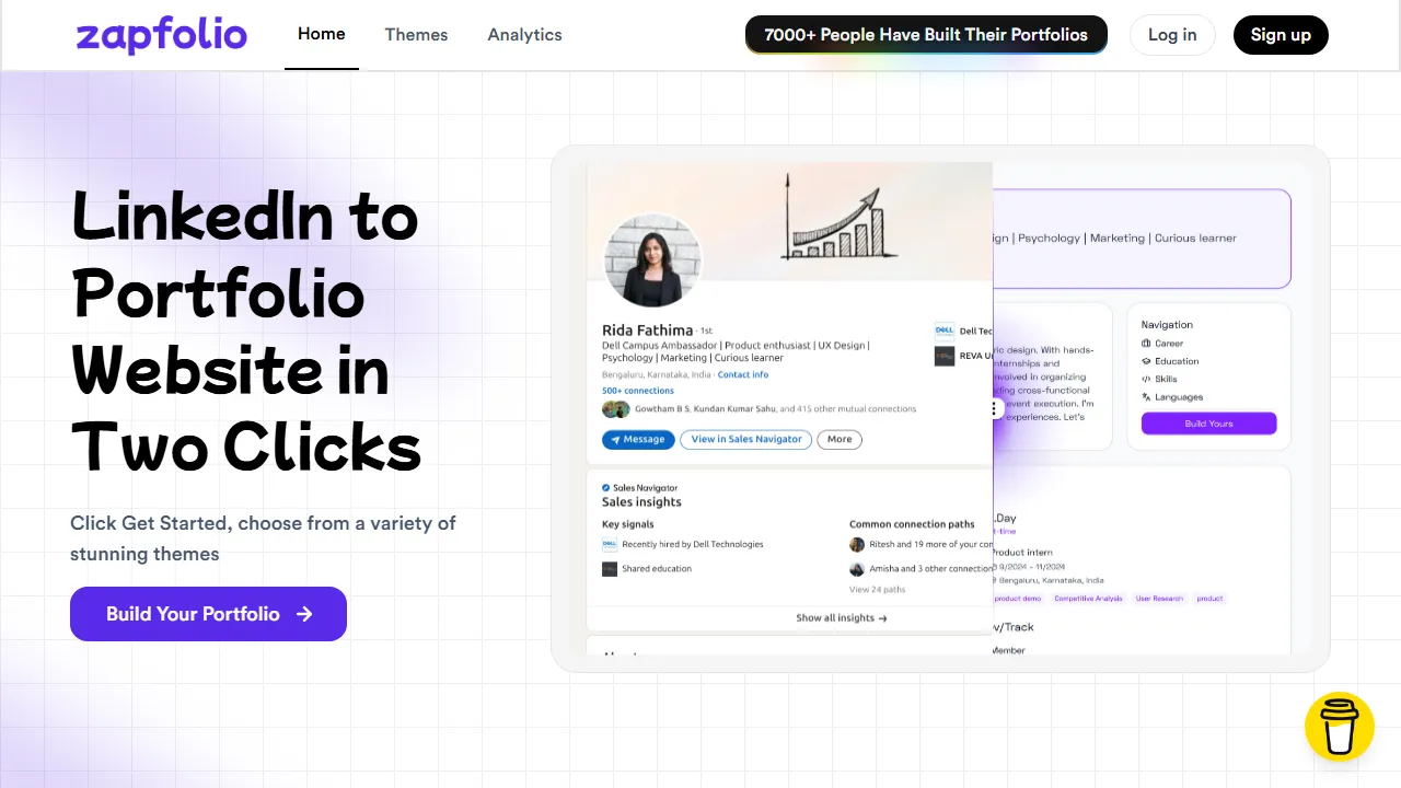 zapfolio.in - Free Wix Portfolio Website Builder Tool screenshot