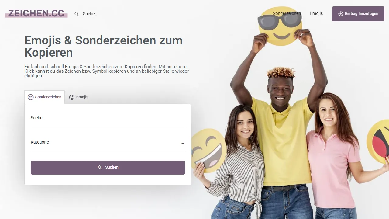 zeichen.cc - Fancy Emoji Generator for Copying Text screenshot