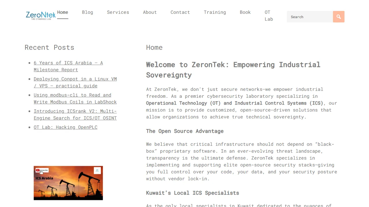 zerontek.com - Cybersecurity Tools for OT Device Assessment screenshot