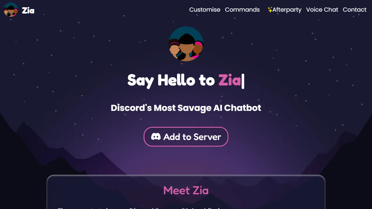 zia.geeke.app - AI Chatbot for Discord Servers screenshot